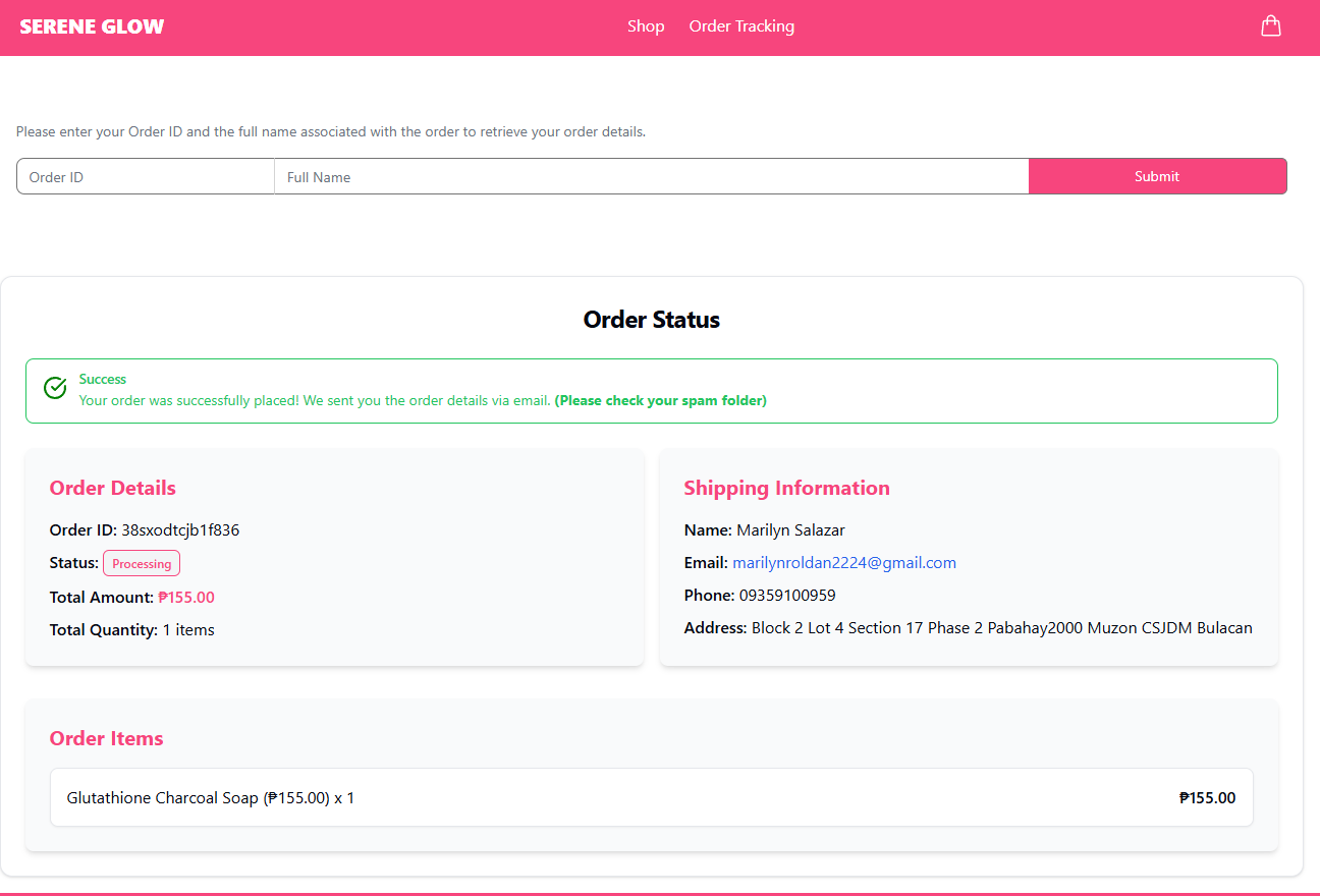 Order Status Page