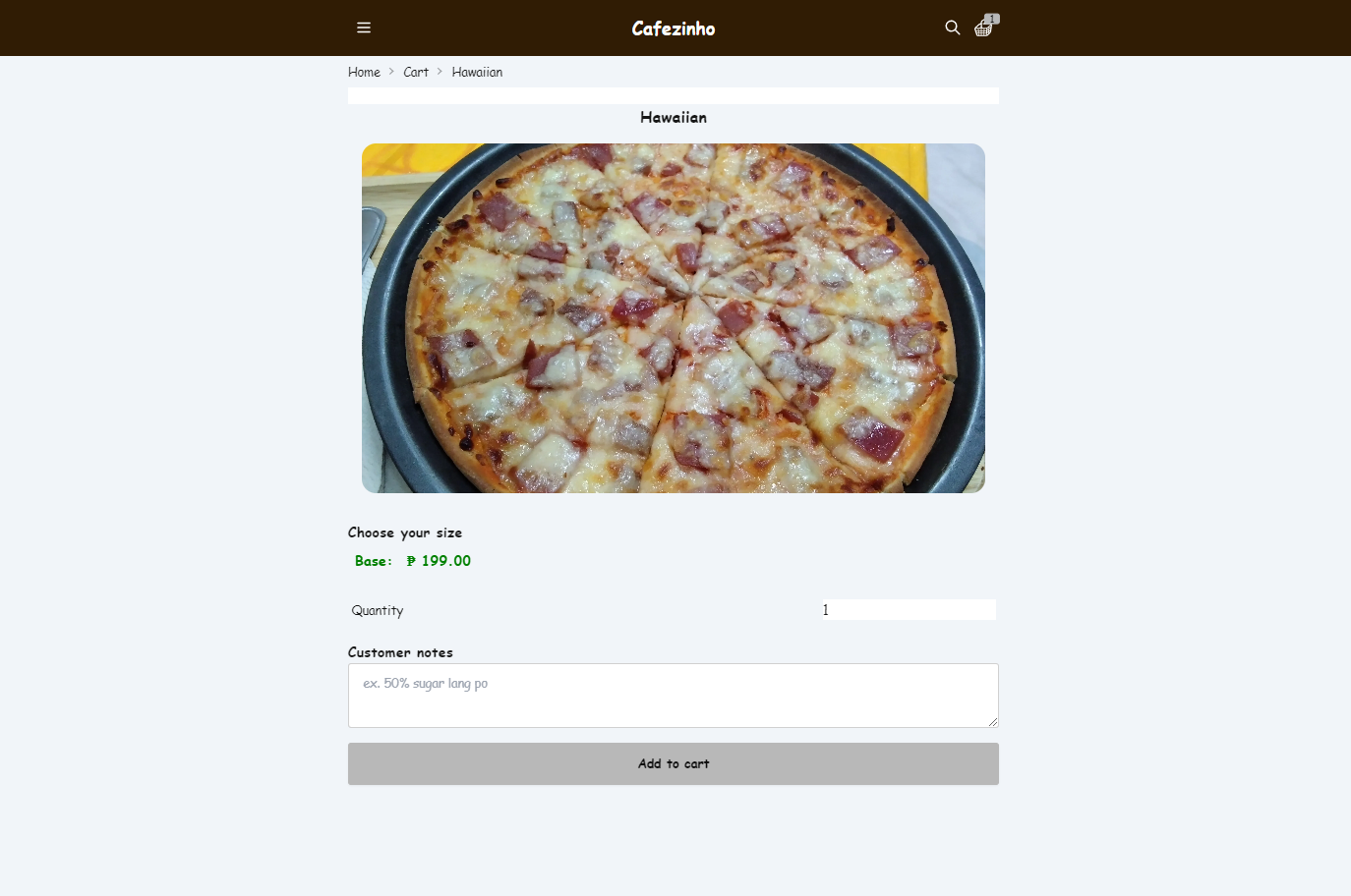 Product Details Page (SAMPLE ONLY - Add new product to cart mode)